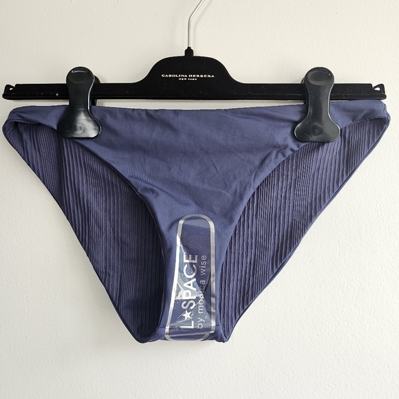 New L*Space Camacho Pointelle Rib Full Cut Slate Bikini Bottom NWT Medium - Picture 10 of 12